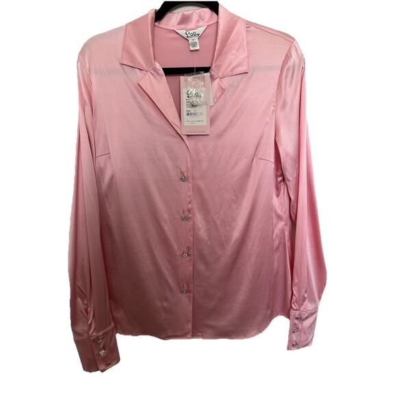 Lilly Pulitzer Tops - lilly pulitzer CHARLA SHIRT Size 10 91%Silk 9%Spandex Color PHIPPS PINK